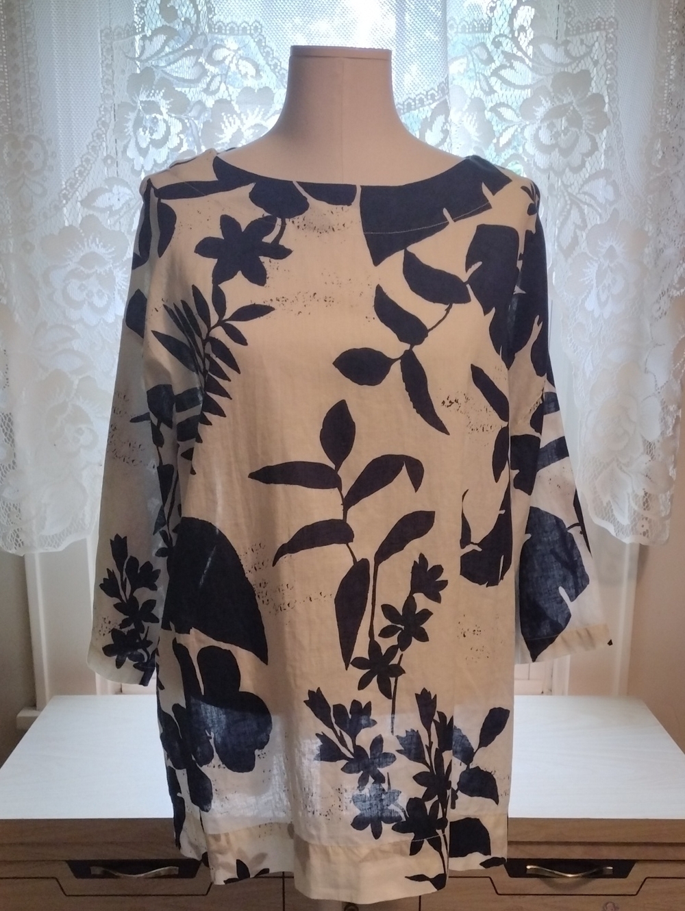 Bryn Walker Linen/Cotton Blend Floral Tunic Top Size S